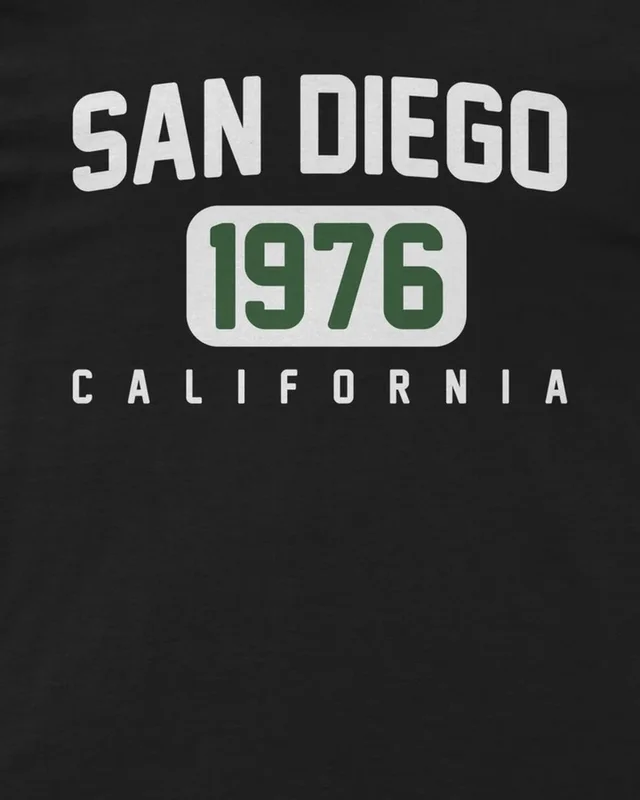 San Diego 1976 California Regular T-Shirt in Black — design detail