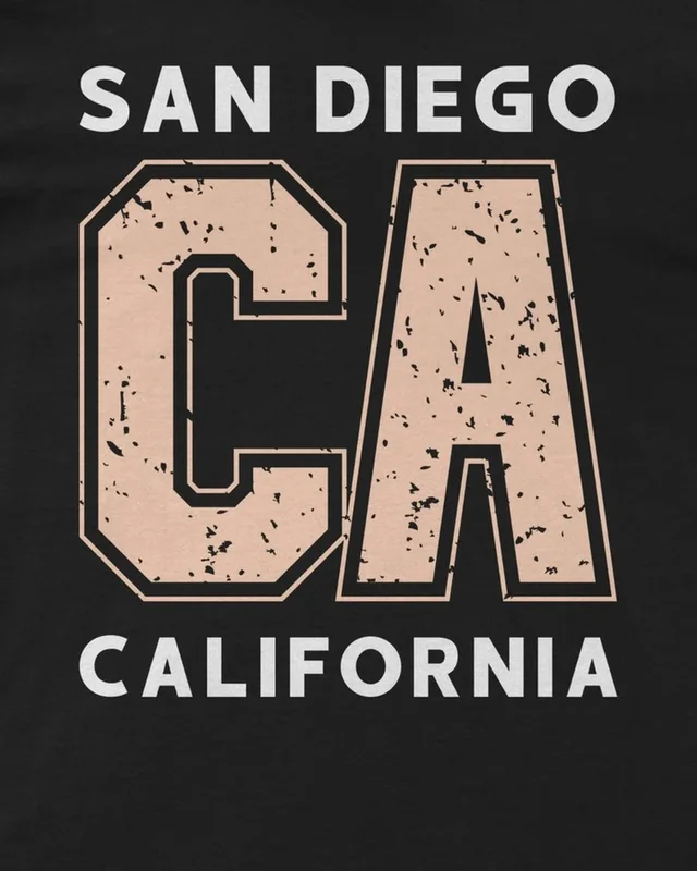 San Diego CA California Regular T-Shirt in Black — design detail