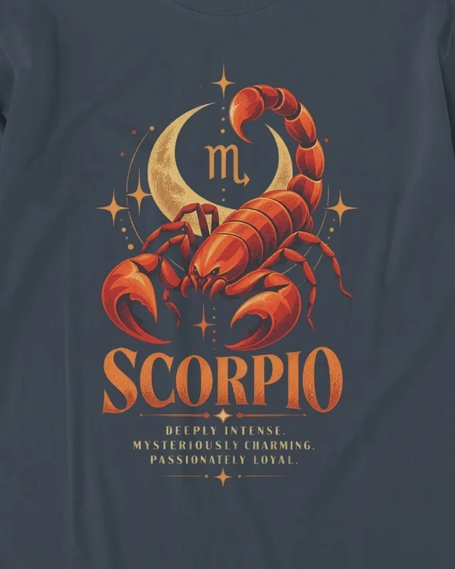 Scorpio Long-Sleeve T-Shirt in Navy Blue — design detail