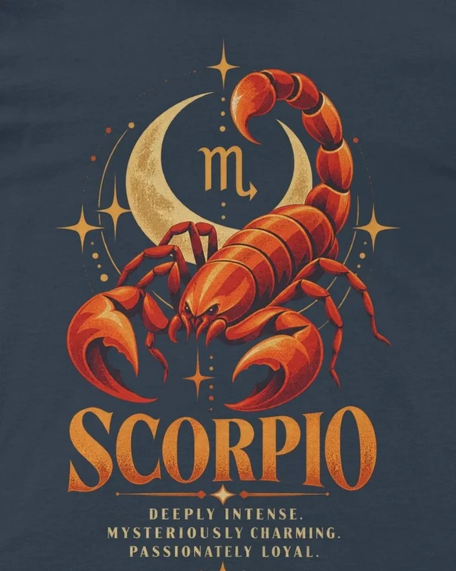 Scorpio Regular T-Shirt in Navy Blue — design detail