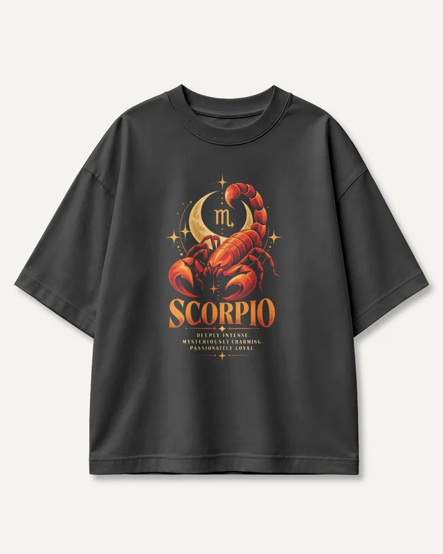 Scorpio Oversized T-Shirt in Black — front
