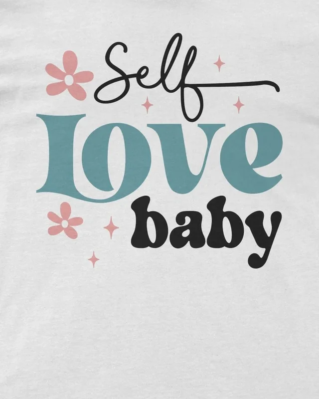 Self Love Baby Regular T-Shirt in White — design detail
