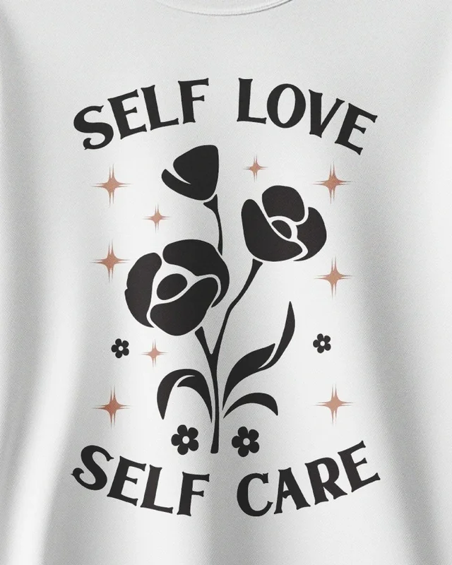 Self Love Self Care Sweatshirt in White — design detail