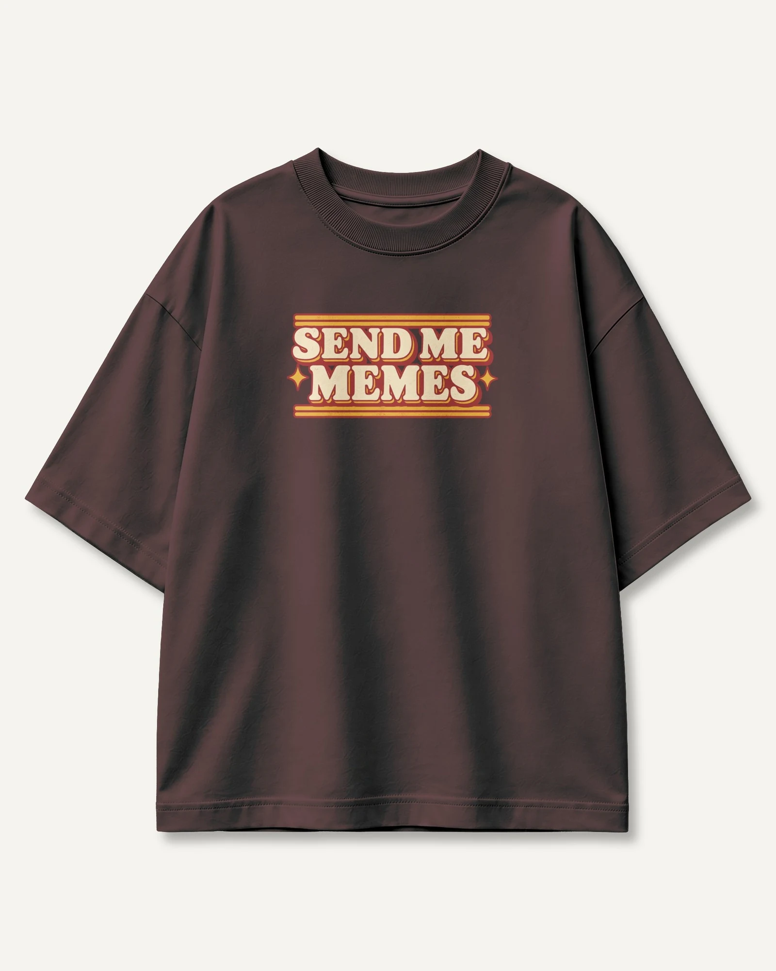 Send Me Memes Oversized T-Shirt in Maroon — front Send Me Memes Oversized T-Shirt in Maroon — front
