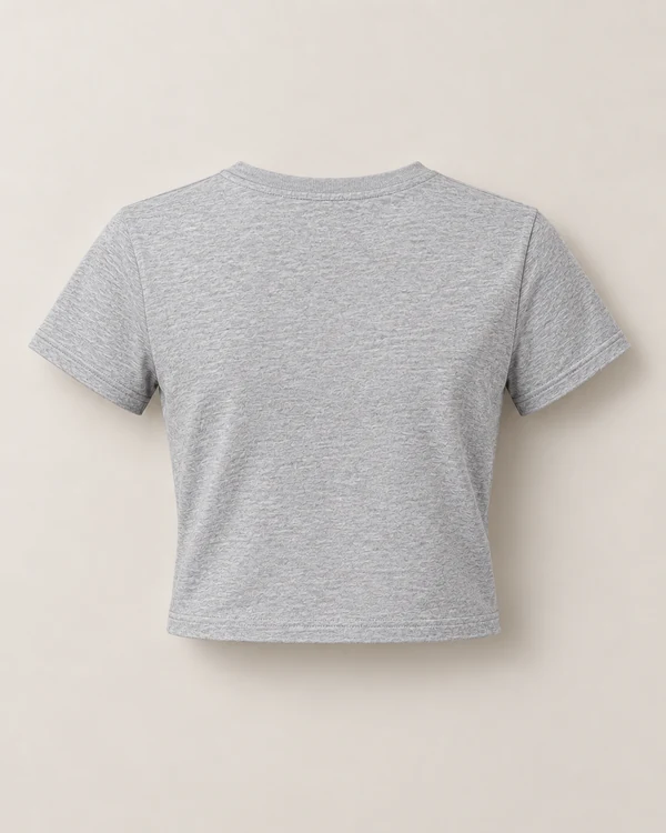 Essential Cotton Crop Top — Grey Melange — back — plain unprinted product