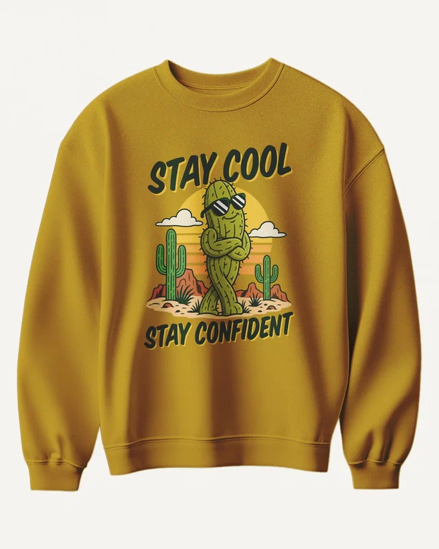 Stay Cool Stay Confident Sweatshirt in Mustard Yellow — front