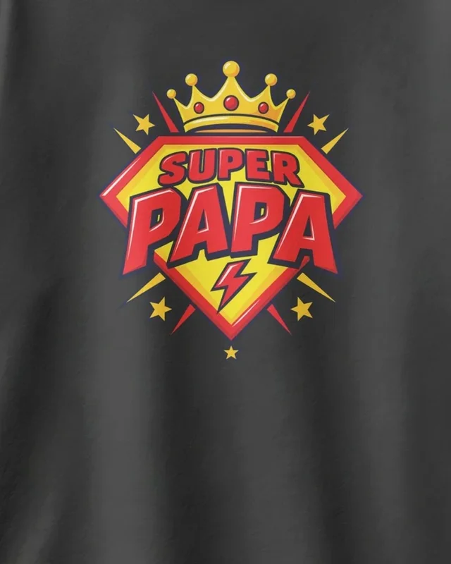 Super Papa Oversized T-Shirt in Black — design detail