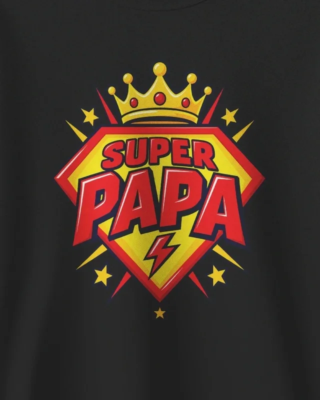 Super Papa Sweatshirt in Black — design detail