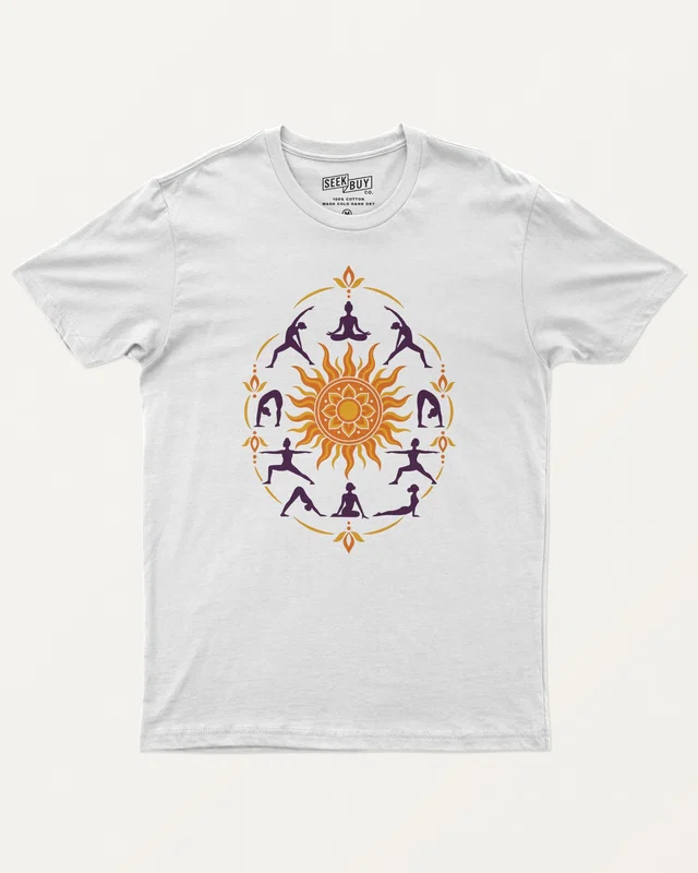 Surya Namaskar Regular T-Shirt in White — front