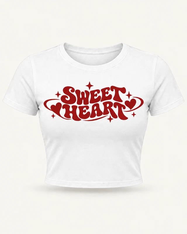 Sweet Heart Graphic Crop Top in White — product front