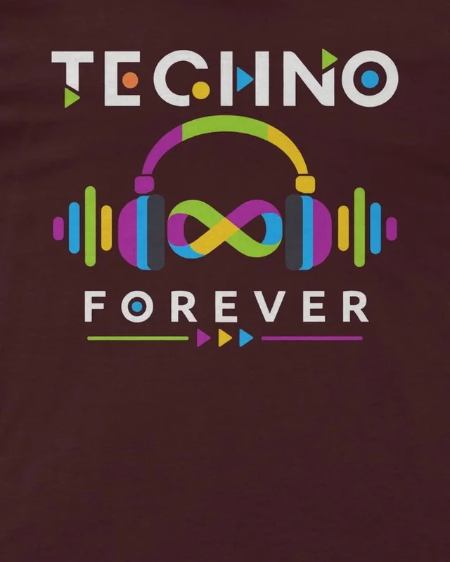 Techno Forever Regular T-Shirt in Maroon — design detail