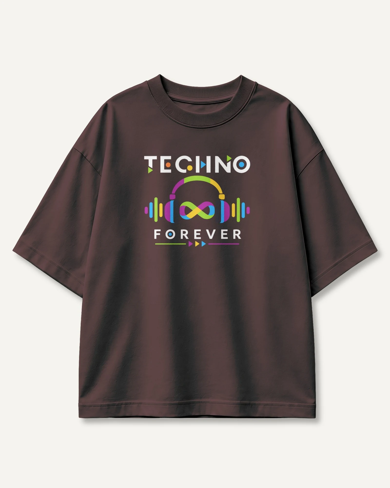 Techno Forever Oversized T-Shirt in Maroon — front Techno Forever Oversized T-Shirt in Maroon — front