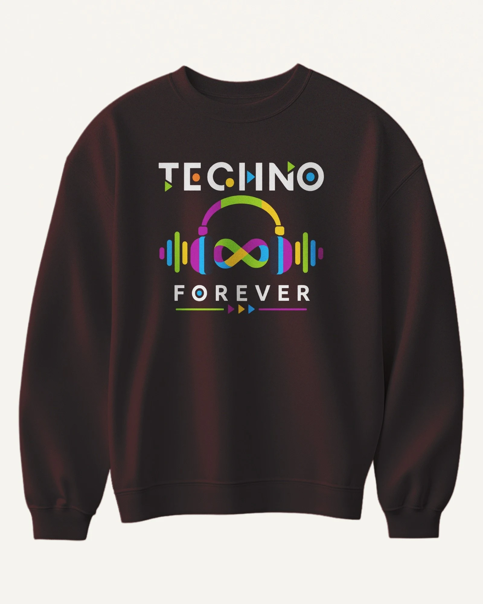 Techno Forever Sweatshirt in Maroon — front Techno Forever Sweatshirt in Maroon — front