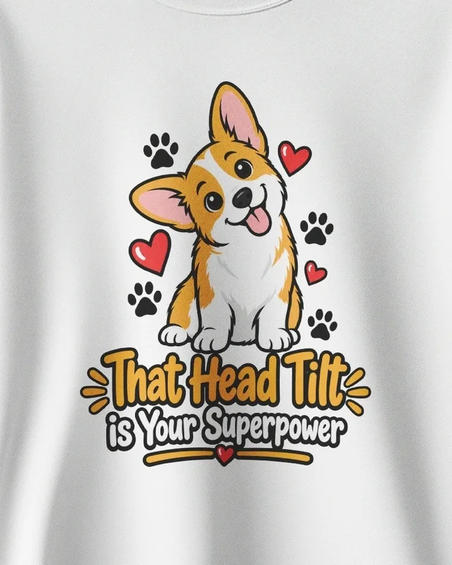 That Head Tilt Is Your Superpower Sweatshirt in White — design detail