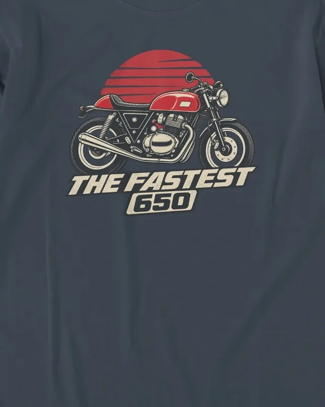 The Fastest 650 Long-Sleeve T-Shirt in Navy Blue — design detail