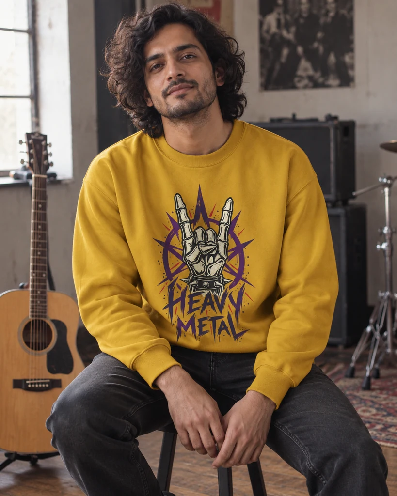 Heavy Metal Sweatshirt in Mustard Yellow — Music