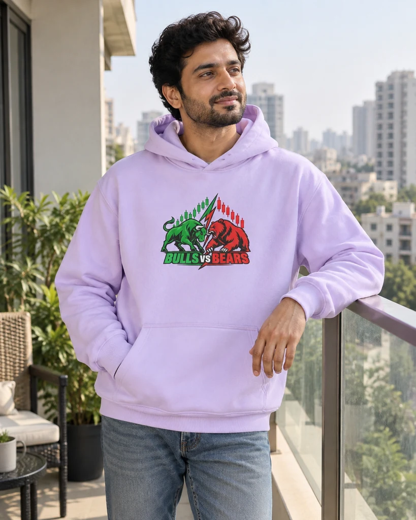 Bulls vs Bears Graphic Hoodie in Lavender — Stock Market