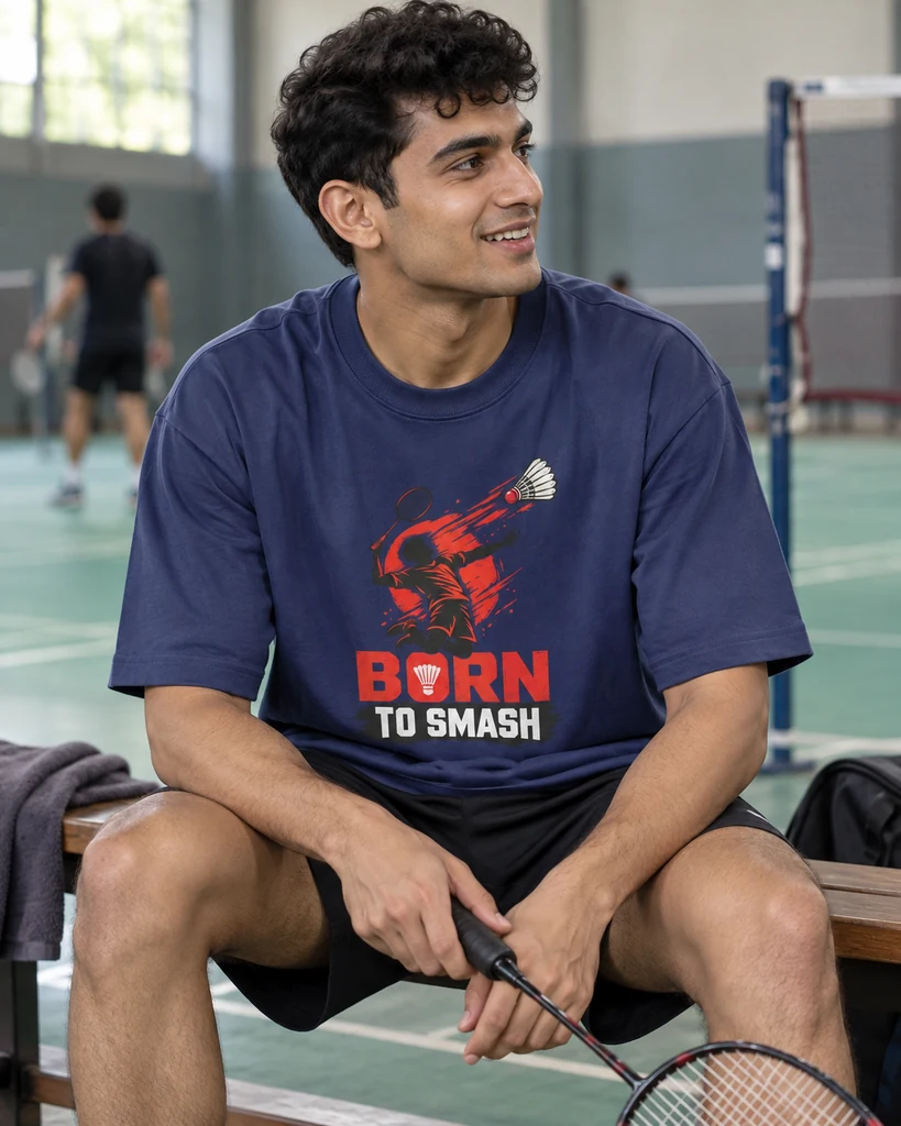 Born to Smash Oversized T-Shirt in Royal Blue — Badminton