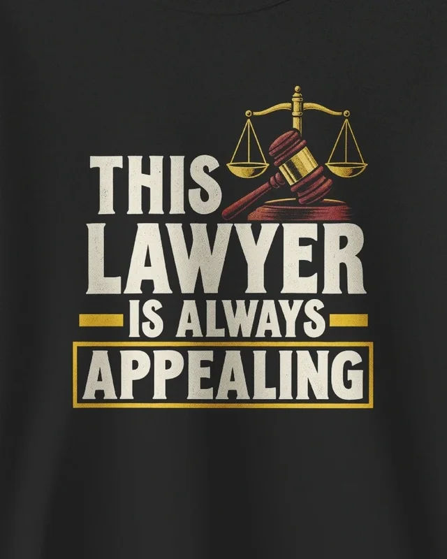 This Lawyer Is Always Appealing Sweatshirt in Black — design detail