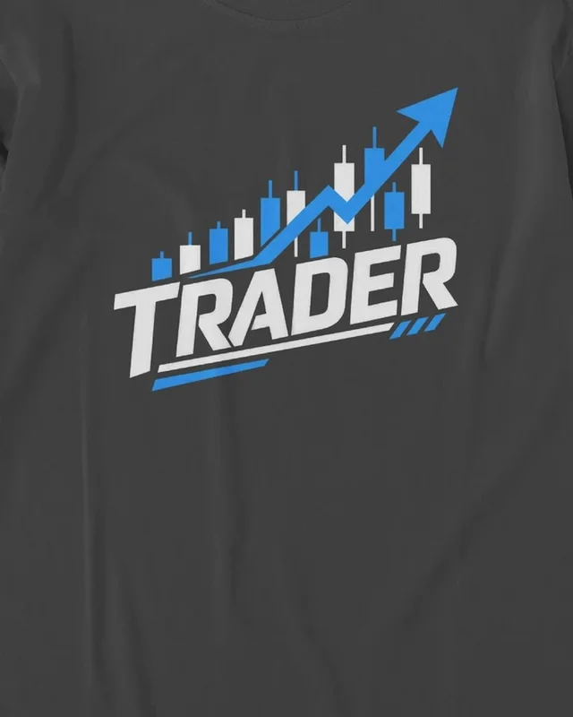 Trader Rising Chart Long-Sleeve T-Shirt in Black — design detail
