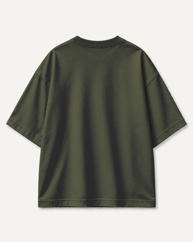 Unisex Oversized Classic T-Shirt in Olive Green — plain back