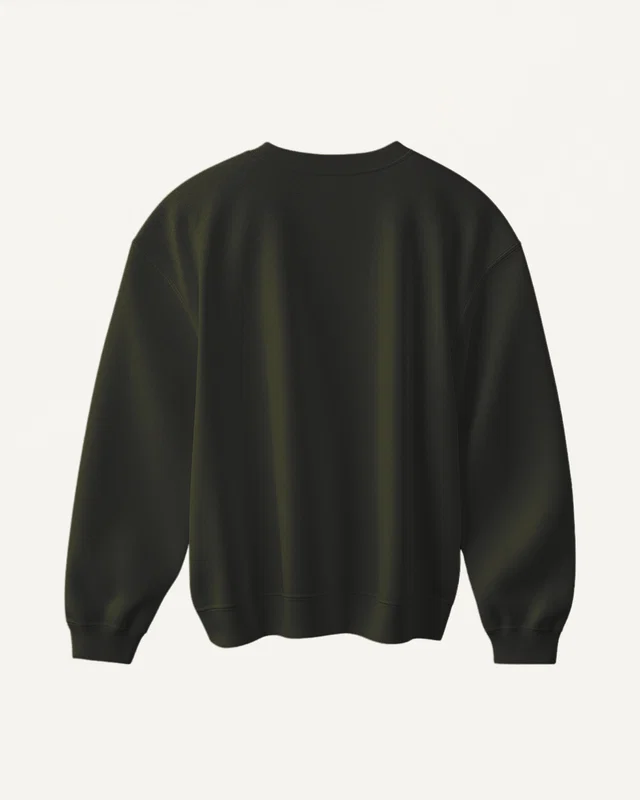 Unisex Sweatshirt in Olive Green — plain back