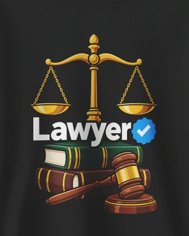 Verified Lawyer Sweatshirt in Black — design detail