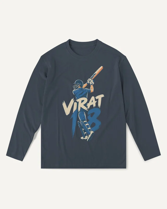 Virat 18 Long-Sleeve T-Shirt in Navy Blue — front