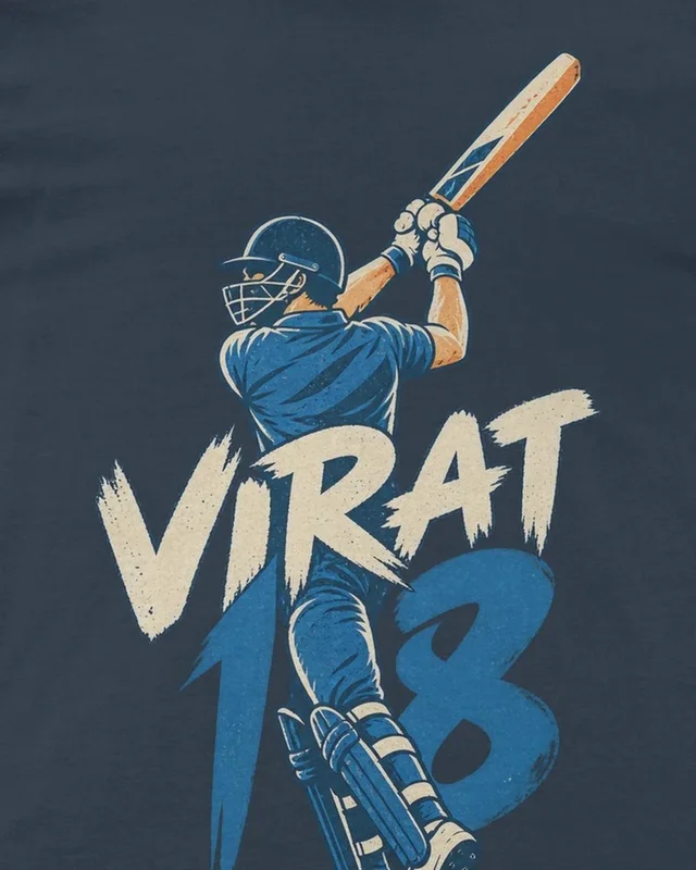 Virat 18 Regular T-Shirt in Navy Blue — design detail
