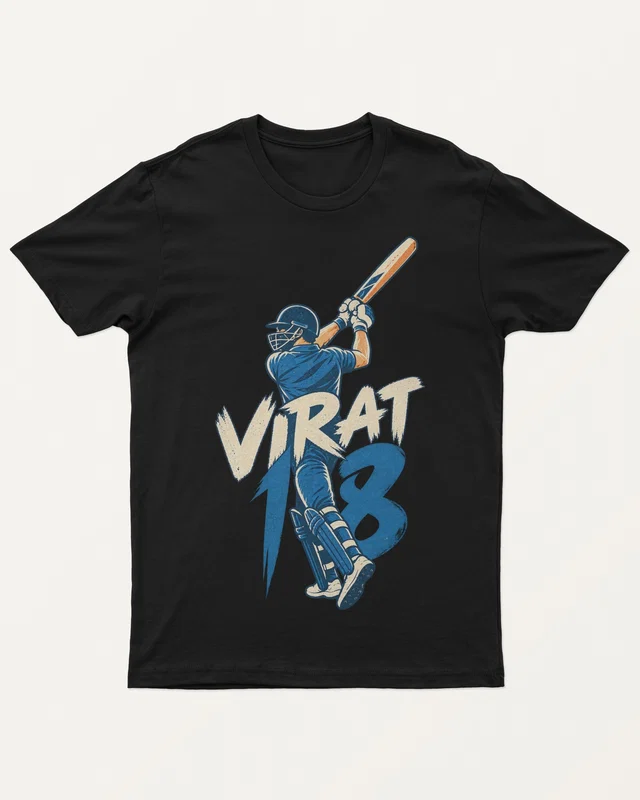 Virat 18 Regular T-Shirt in Black — front