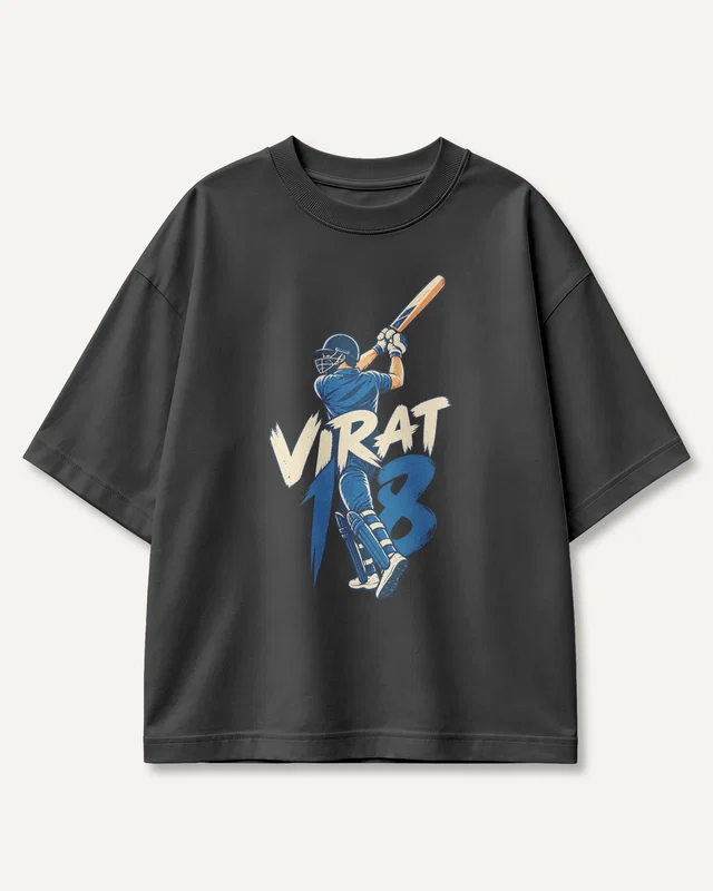 Virat 18 Oversized T-Shirt in Black — front