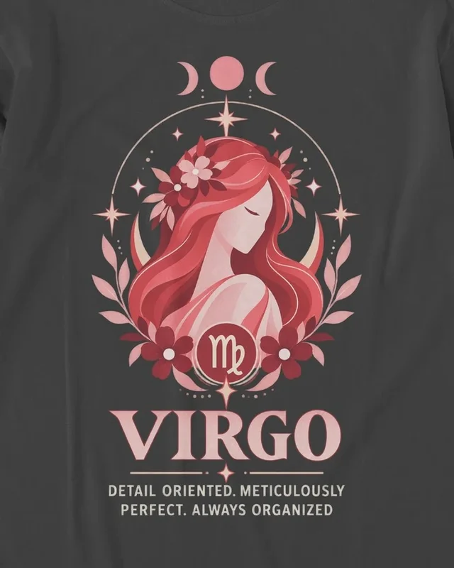 Virgo Long-Sleeve T-Shirt in Black — design detail