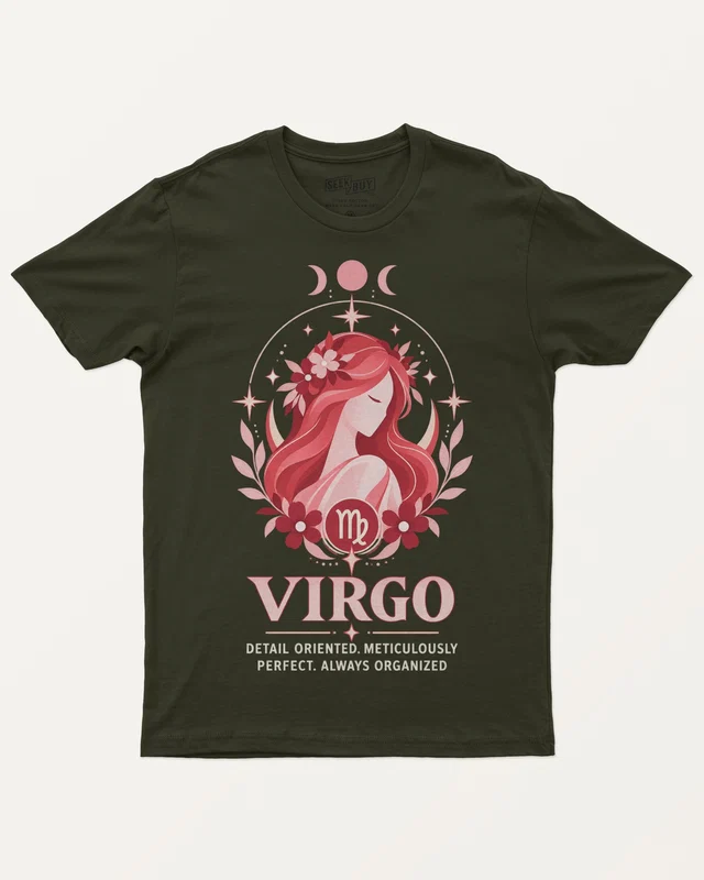 Virgo Regular T-Shirt in Olive Green — front