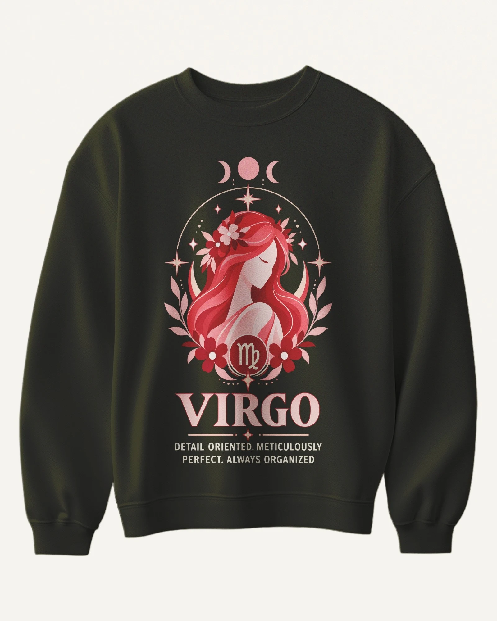 Virgo Sweatshirt in Olive Green — front Virgo Sweatshirt in Olive Green — front