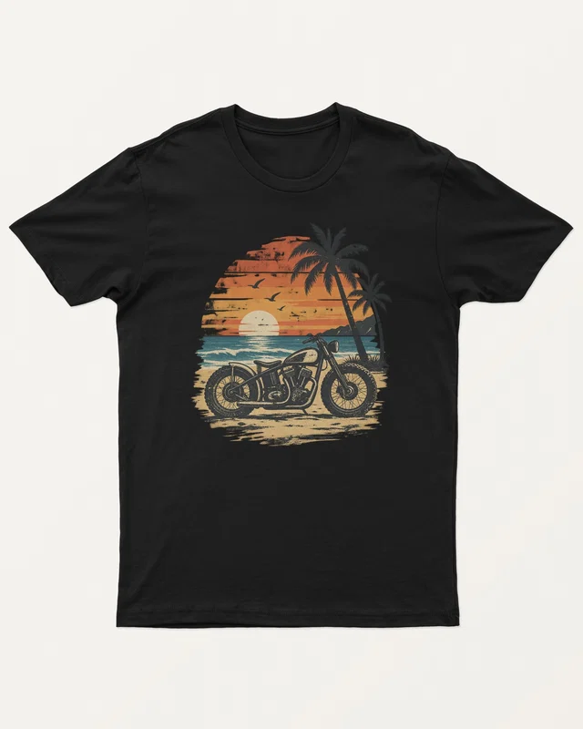 Coastal Motorcycle Regular T-Shirt in Black — front