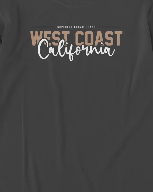 West Coast California Long-Sleeve T-Shirt in Black — design detail