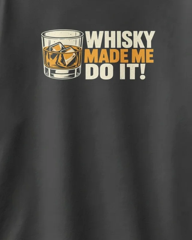 Whisky Made Me Do It Oversized T-Shirt in Black — design detail