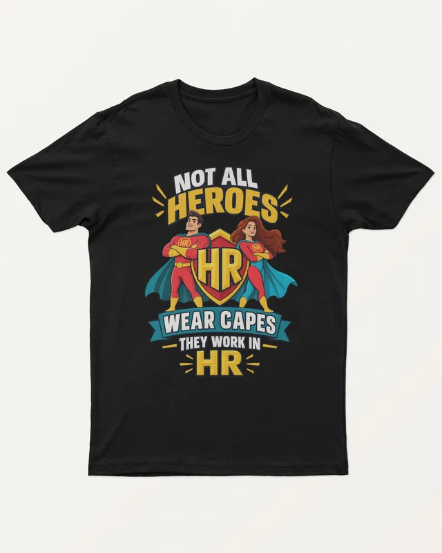 HR Workplace Heroes Regular T-Shirt in Black — front