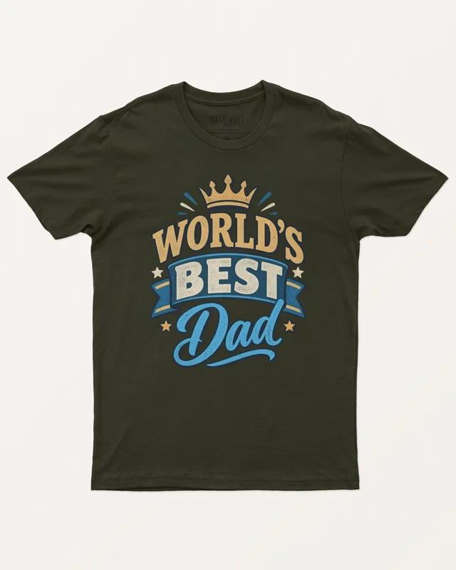 World's Best Dad Regular T-Shirt in Olive Green — front