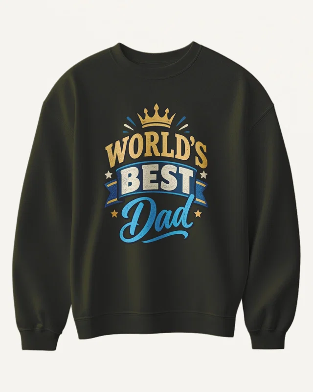 World's Best Dad Sweatshirt in Olive Green — front