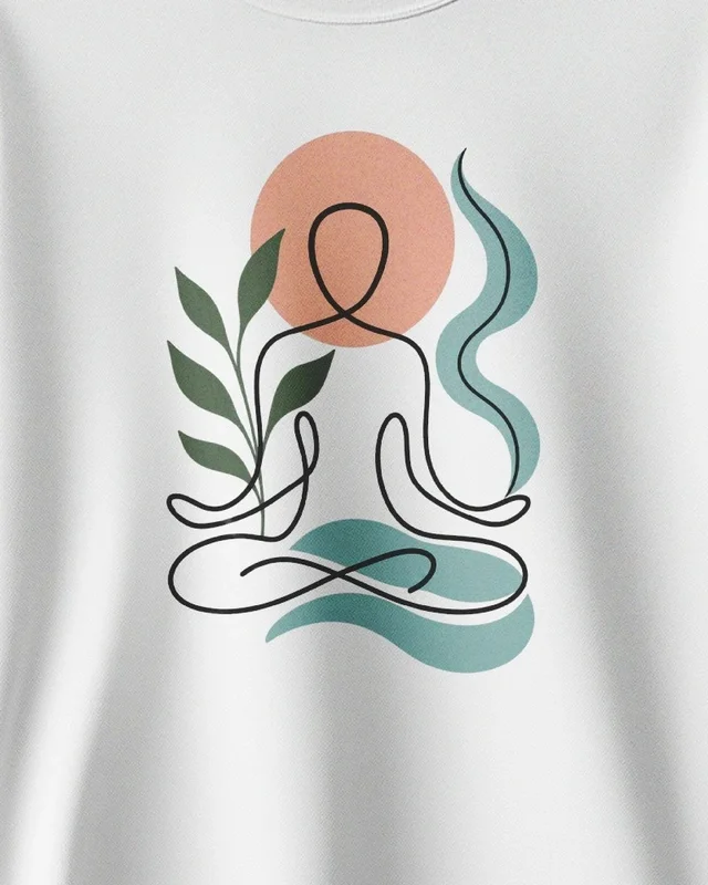 Yoga Line Art Sweatshirt in White — design detail