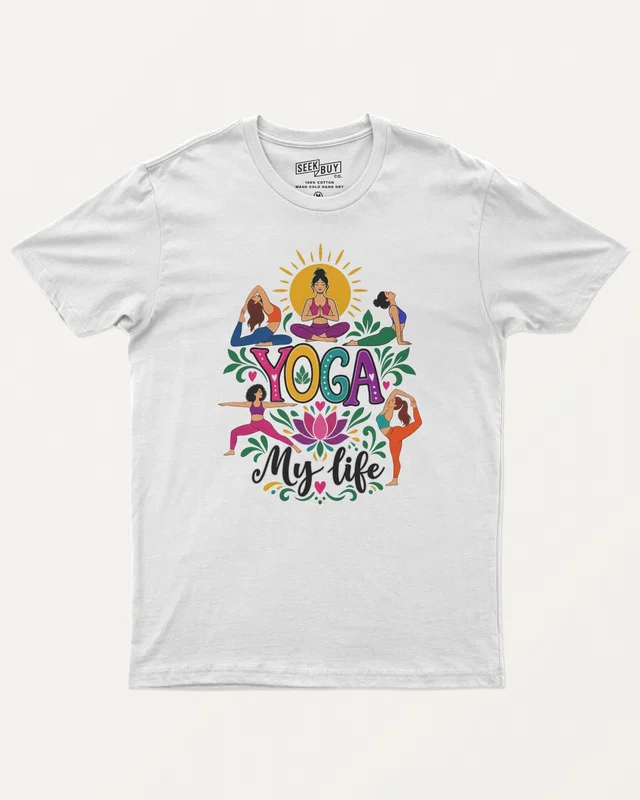 Yoga My Life Regular T-Shirt in White — front