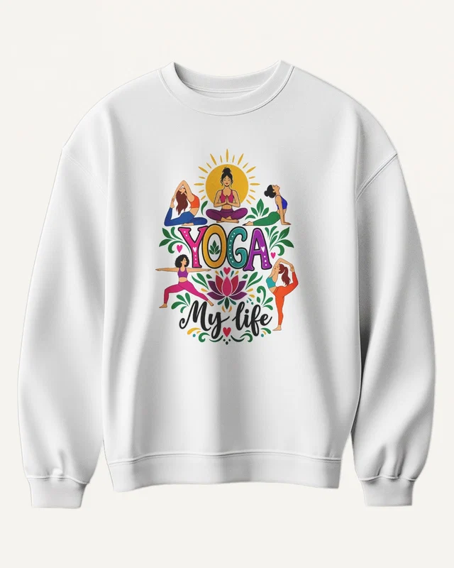 Yoga My Life Sweatshirt in White — front