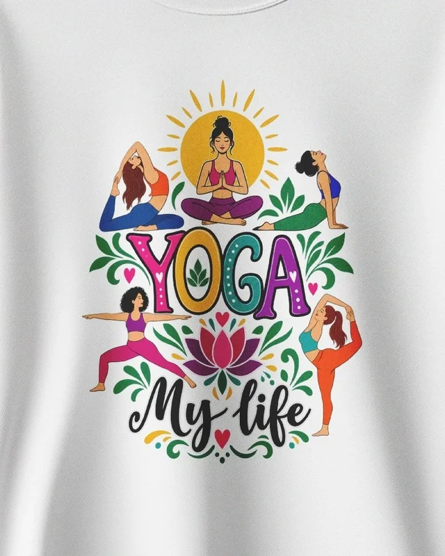 Yoga My Life Sweatshirt in White — design detail