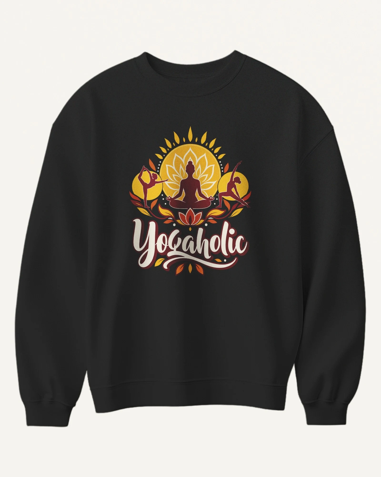 Yogaholic Sweatshirt in Black — front Yogaholic Sweatshirt in Black — front