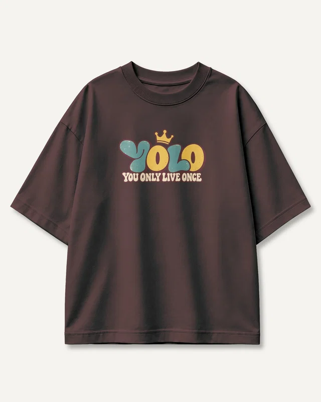 YOLO You Only Live Once Oversized T-Shirt in Maroon — front