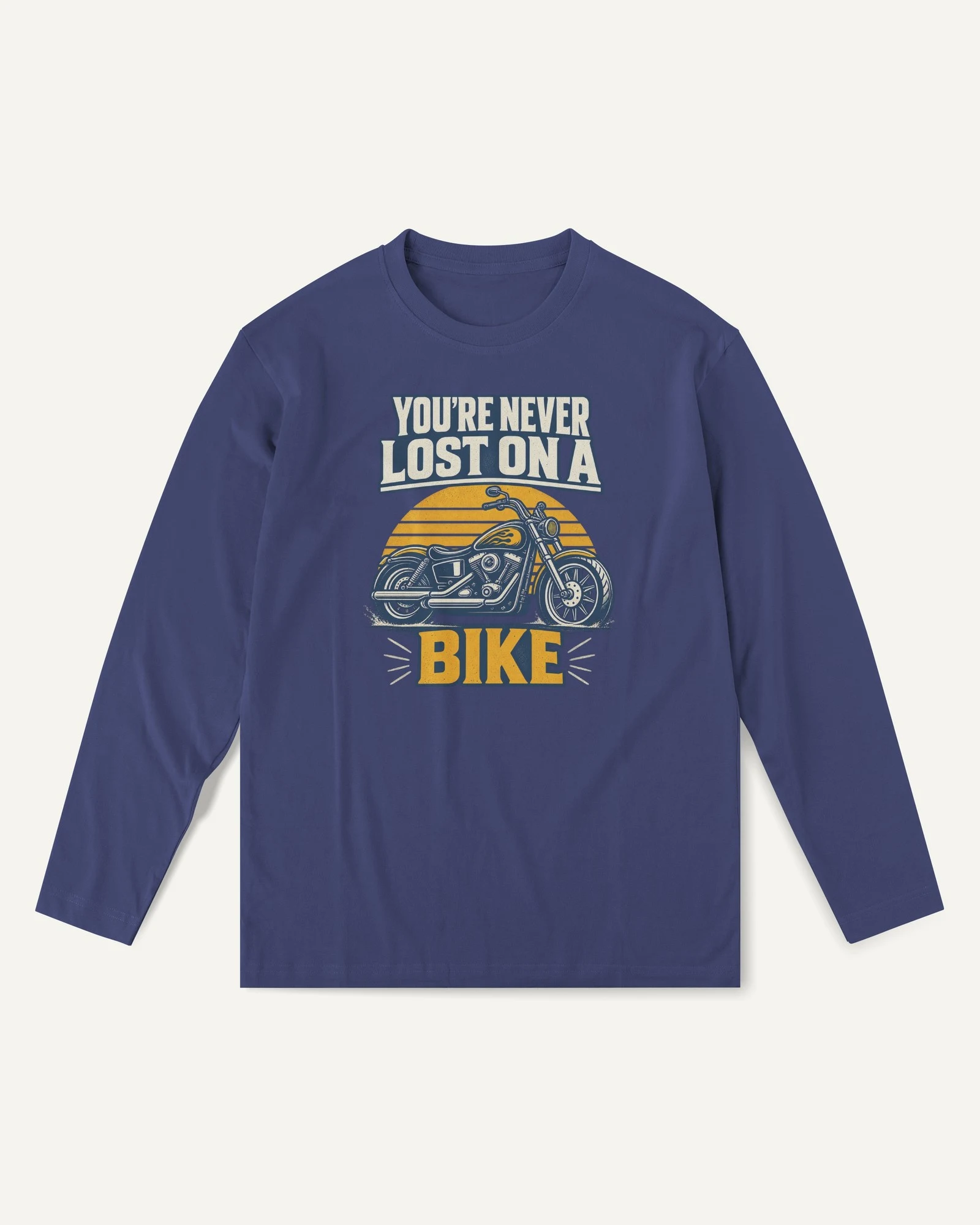 You're Never Lost on a Bike Long-Sleeve T-Shirt in Royal Blue — front You're Never Lost on a Bike Long-Sleeve T-Shirt in Royal Blue — front