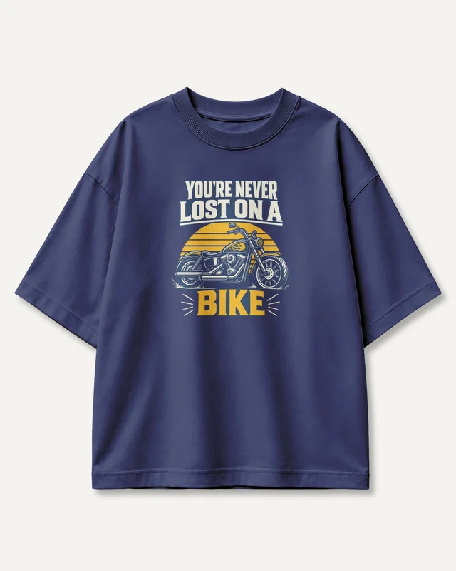 You're Never Lost on a Bike Oversized T-Shirt in Royal Blue — front