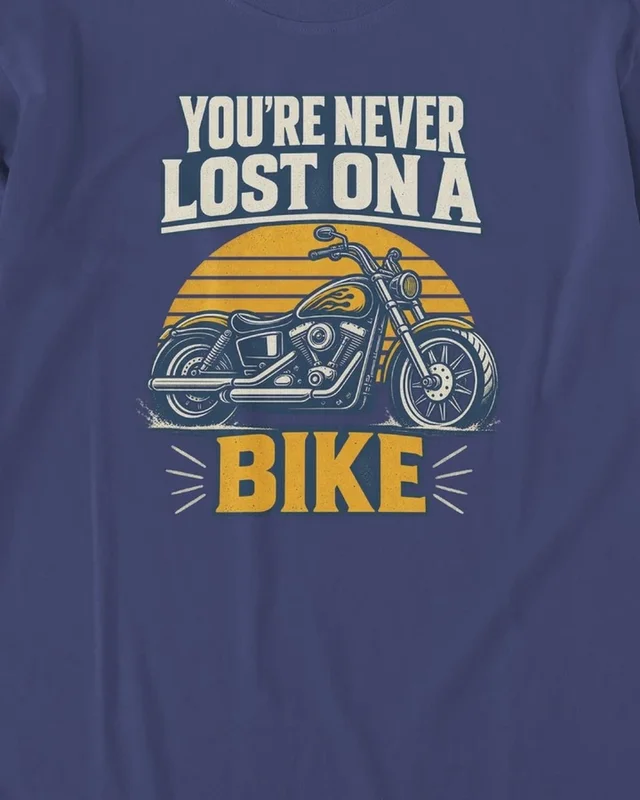 You're Never Lost on a Bike Long-Sleeve T-Shirt in Royal Blue — design detail