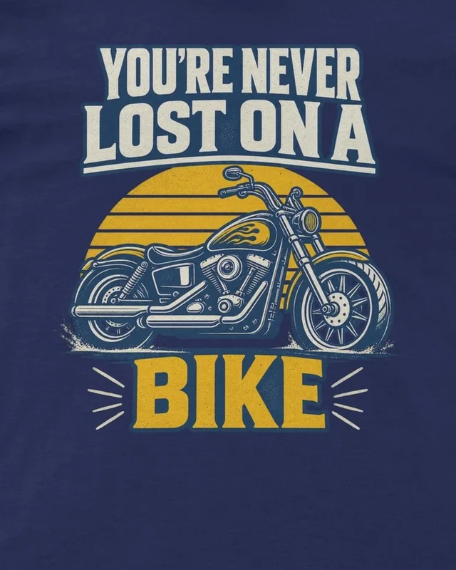 You're Never Lost on a Bike Regular T-Shirt in Royal Blue — design detail
